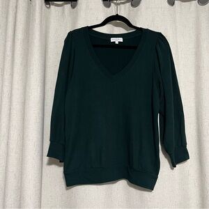 Michael Stars Deep Green V-Neck Light Sweater Top